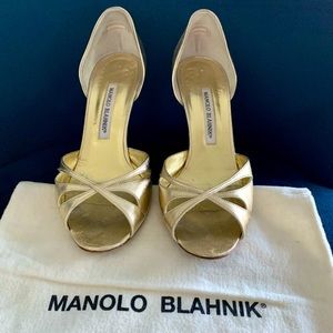Manolo Blahnik Gold D’orsay Sandal